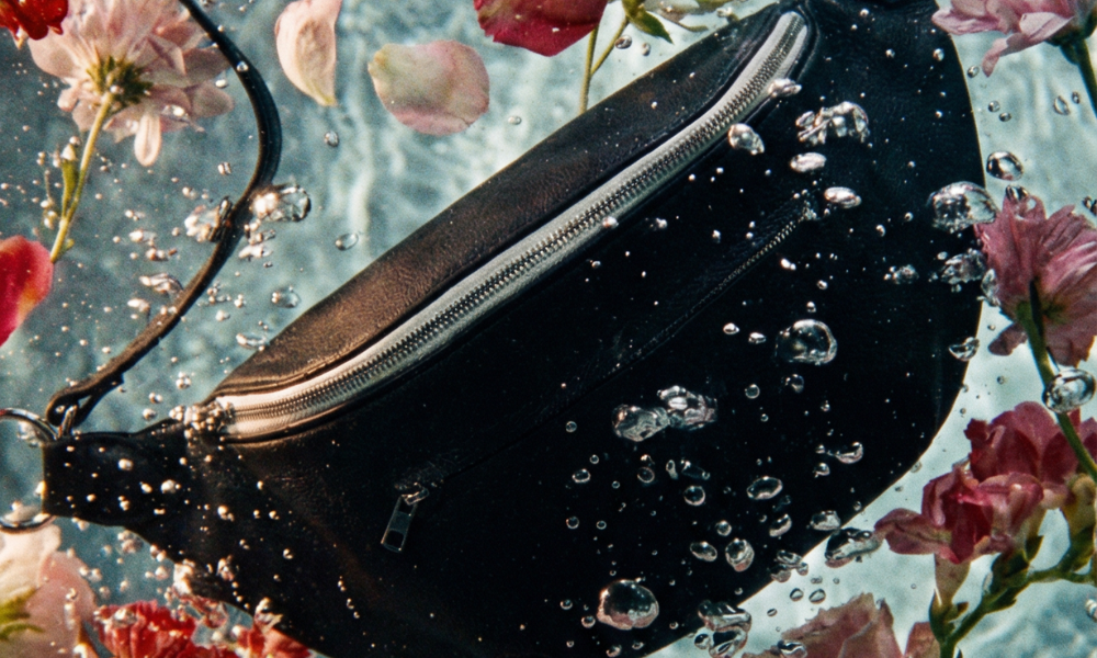 Zendira Saturday bag under water with flowers