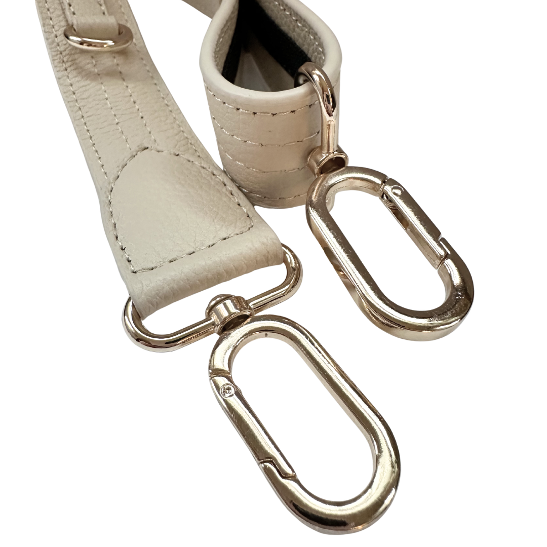 Pearl Zendira Saturday concealed carry crossbody bag with light gold hardware and pebbled pearl leather.