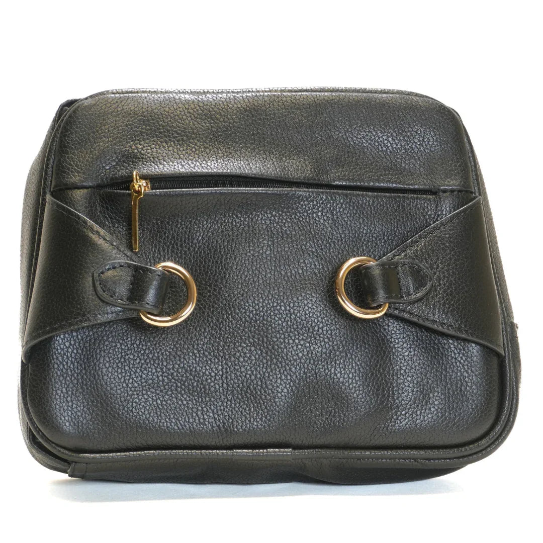 Back view of Zendira Sofia concealed carry crossbody bag in stiletto black leather