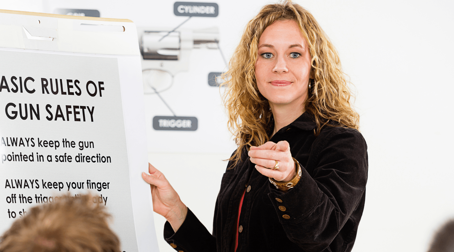 Woman teaching a gun class for women