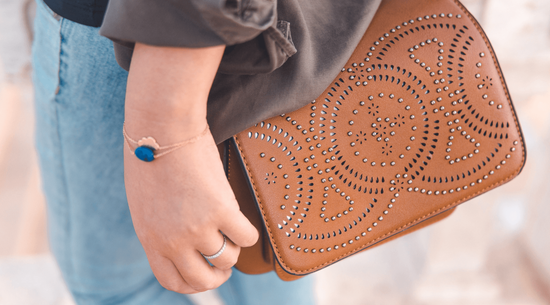 Woman with a Western concealed carry purse.