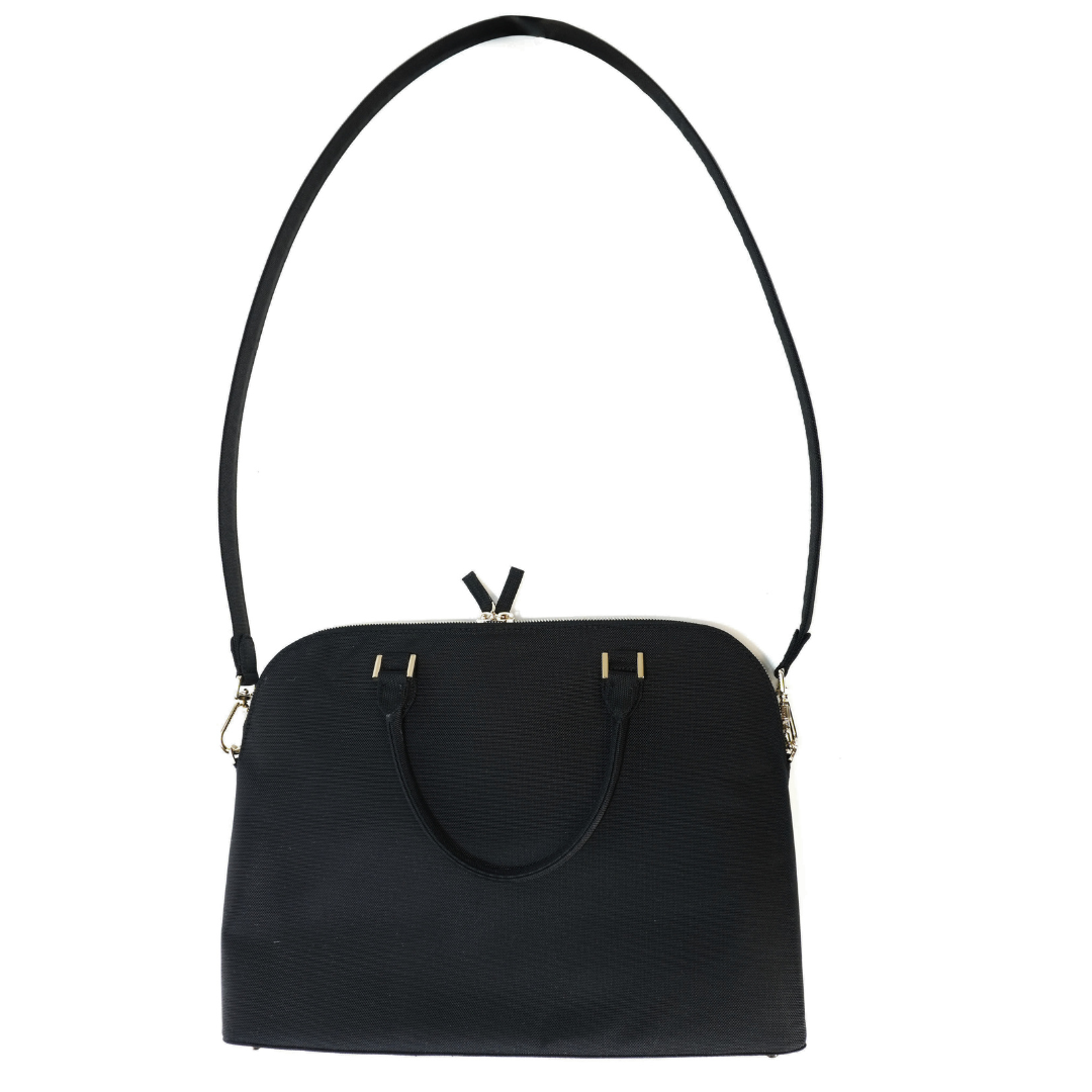 Black Zendira Active Monday Designer Laptop Bag with a strap on a white background