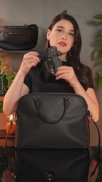 FAQ What holster works with the Monday Concealed Carry Laptop Bag