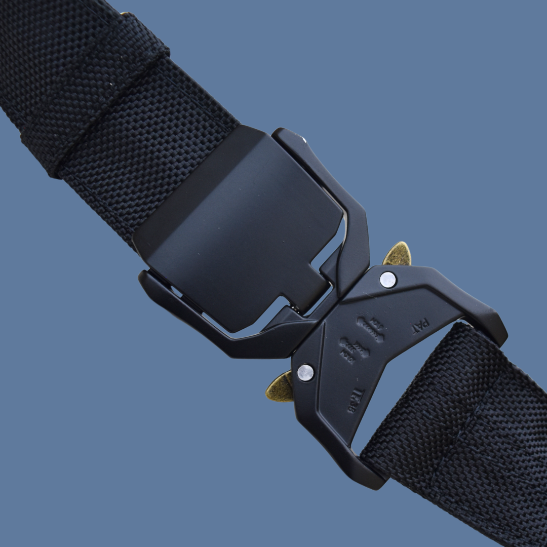 Black Zendira Active Friday adjustable strap with a buckle on a blue background