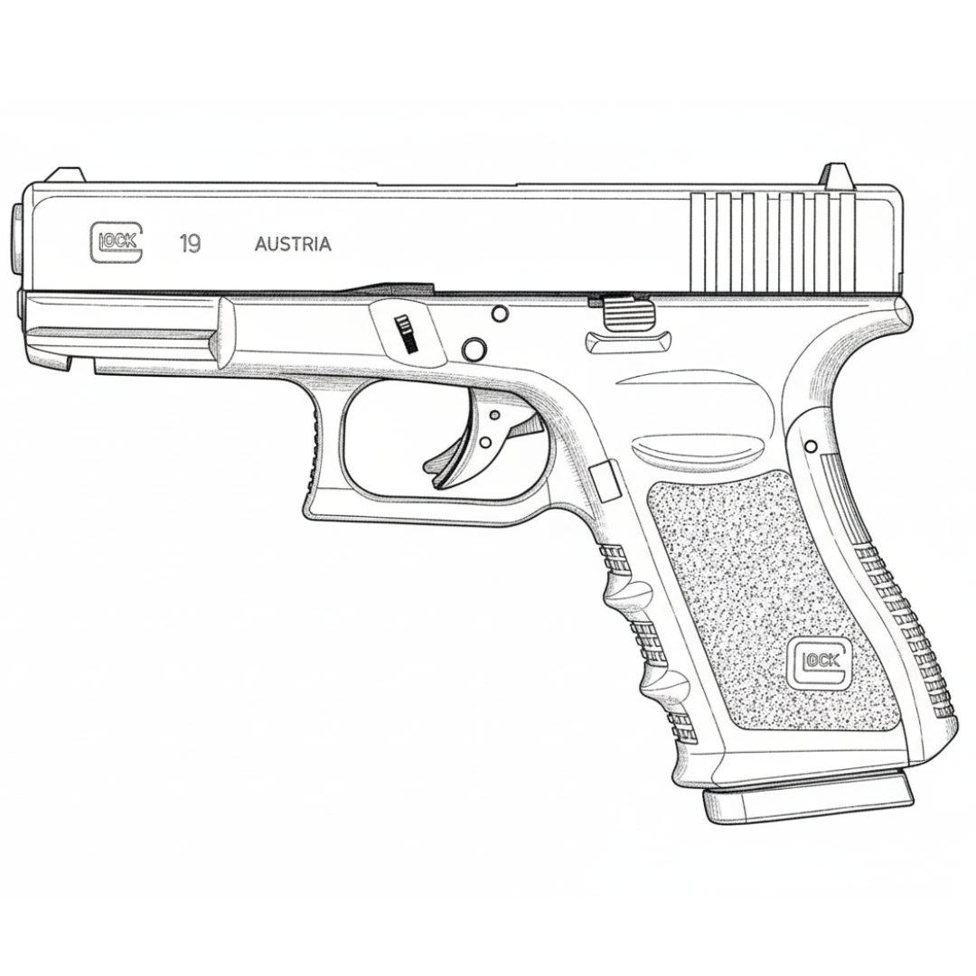 Glock 19 line drawing for Zendira