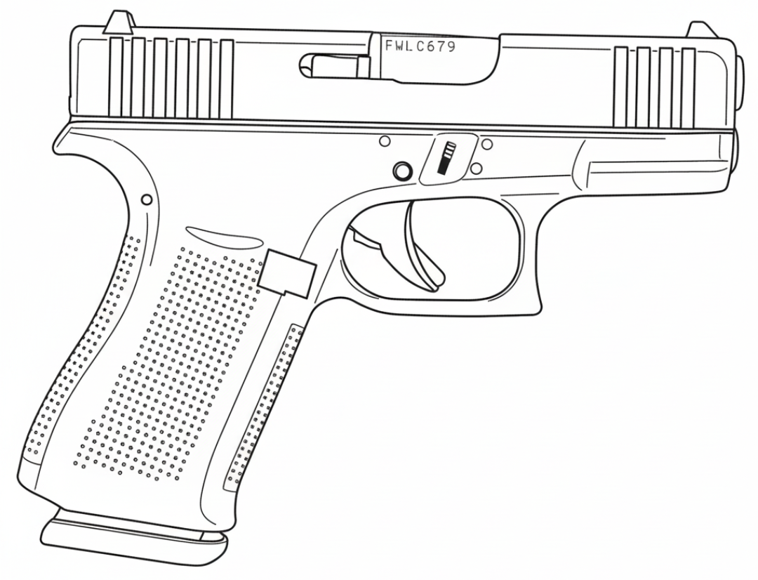 Line drawing of a Glock 43X