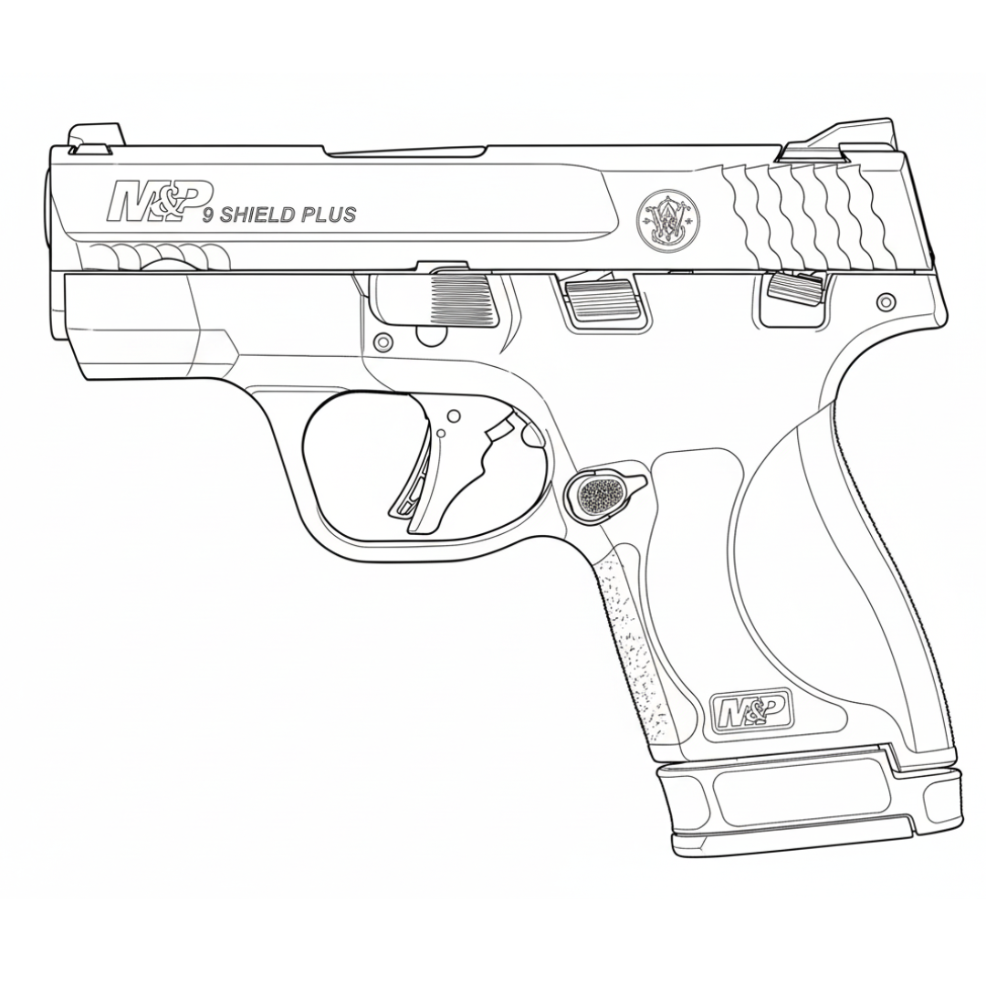 Shield Plus firearam line drawing
