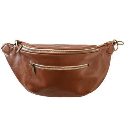 Zendira Saturday concealed carry crossbody in Toffee leather
