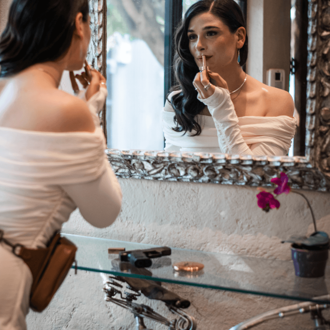 Woman wearing Zendira Sofia concealed carry bag crossbody in everyday outfit