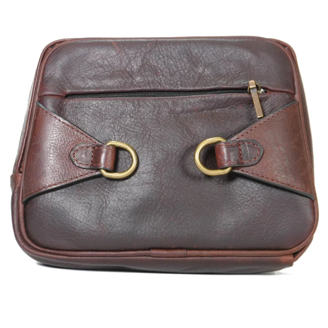Back view of Zendira Sofia concealed carry crossbody bag in chocolate brown leather
