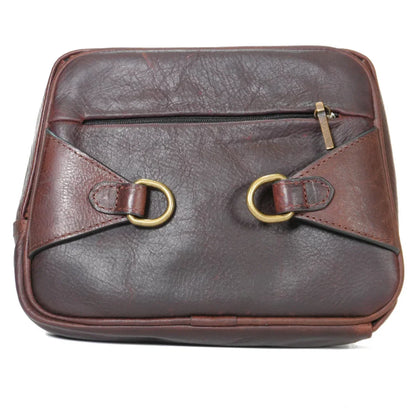 Back view of Zendira Sofia concealed carry crossbody bag in chocolate brown leather
