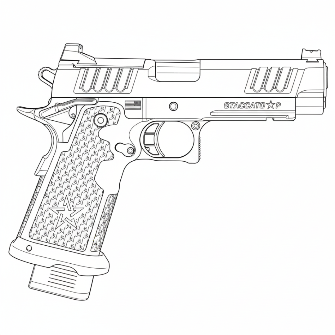 Staccato P line drawing