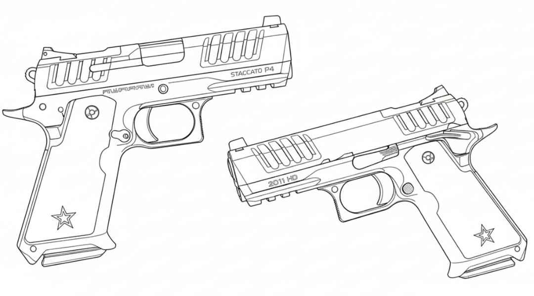 Line drawings of Staccato firearms